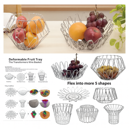 Multipurpose Steel Foldable Fruit Basket/Vegetable Basket Stand for Kitchen/Dining Table/Home(8 Shapes)